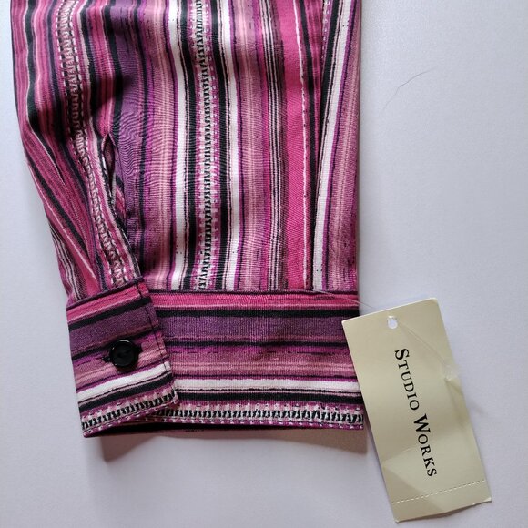 Studio Works Striped  Button Down Shirt - Picture 6 of 9